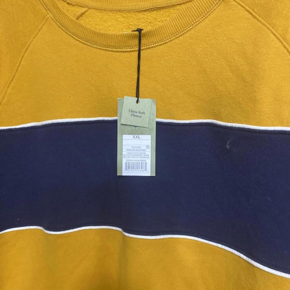 Goodfellow Sweater Mens XXL Yellow Blue Pullover Long Sleeve Crew Neck Adult - Picture 3 of 10